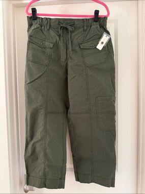 Pilcro Olive Green Cropped Utility Pants